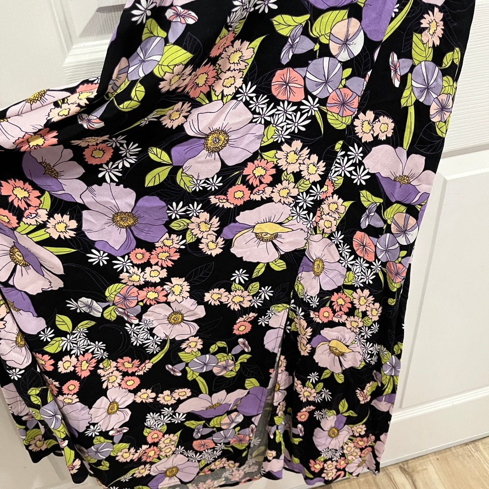 AFRM Los Angeles Floral Print Midi Dress Women's Puff Sleeve‎ Cutout Back Size M - Picture 3 of 10